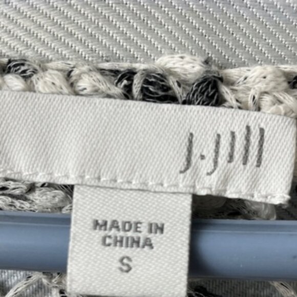 J. Jill Black White Loose Knit V-Neck 3/4 Sleeve Sweater 100% Cotton - Picture 9 of 10